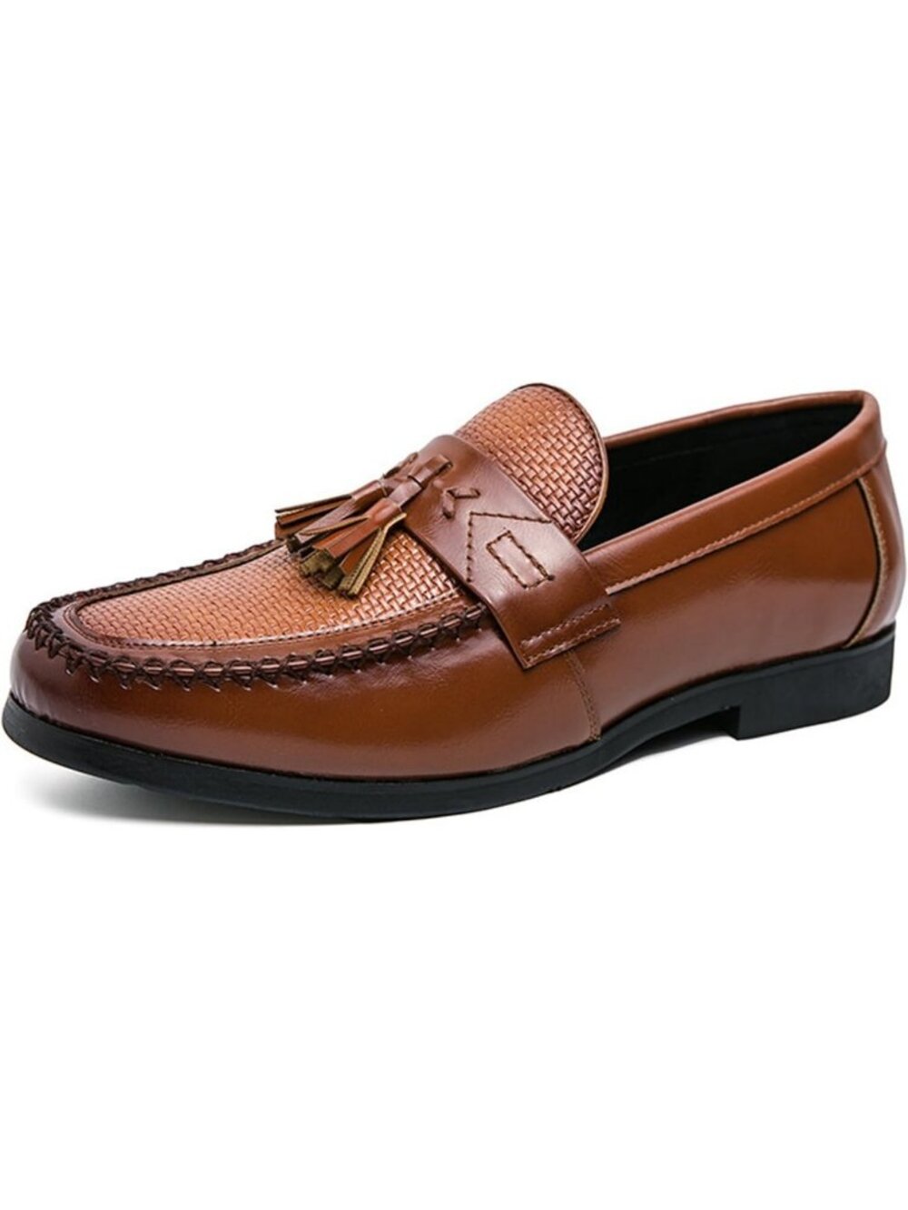 Stylish Men's Leather Tassel Loafers - Retro Round Toe, Non-Slip, Slip-On Flats